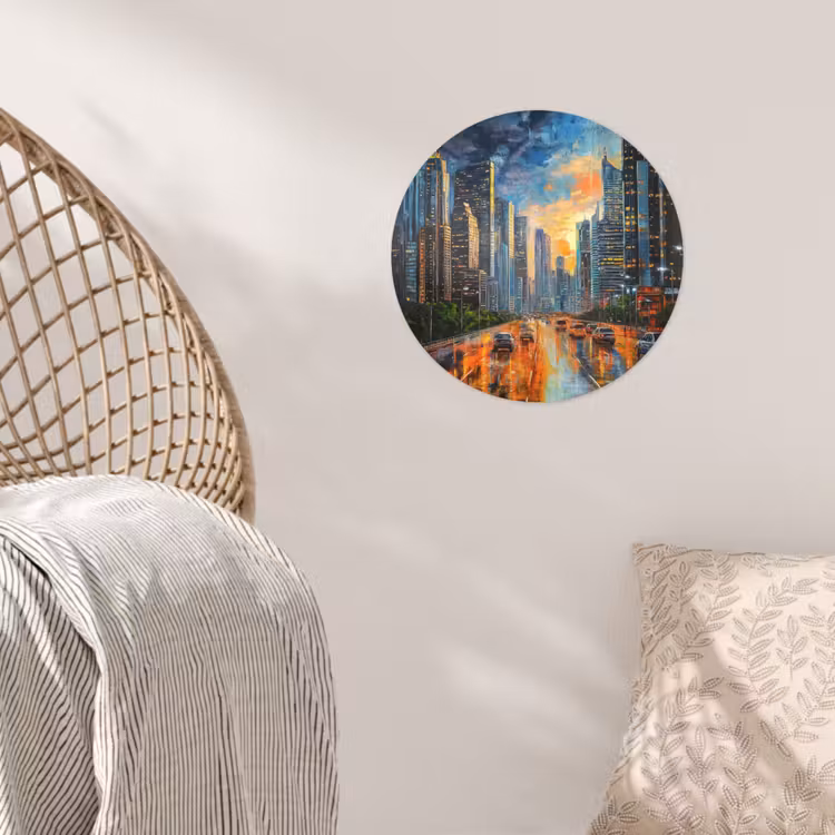 Behangcirkel - Auto - Skyline - Zon - Blauw — 5