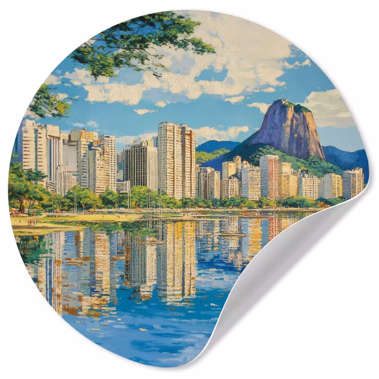Behangcirkel - Berg - Skyline - Strand - Water — 1
