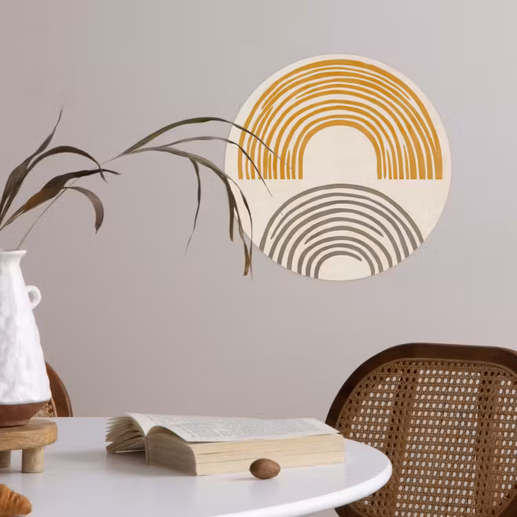 Behangcirkel - Bogen - Lijnen - Oranje - Minimalistisch — 4