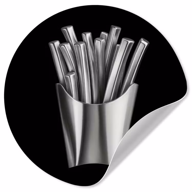 Behangcirkel - Frietjes - Futuristisch - Zilver — 1