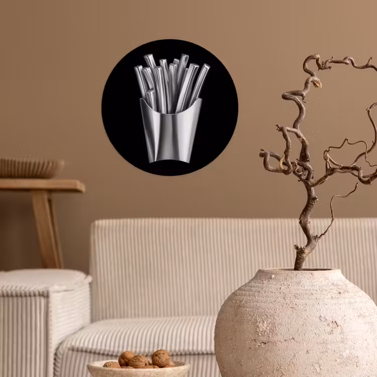 Behangcirkel - Frietjes - Futuristisch - Zilver — 2