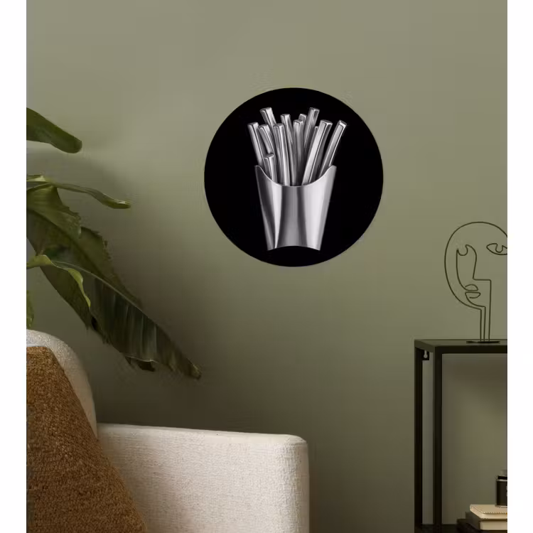 Behangcirkel - Frietjes - Futuristisch - Zilver — 3