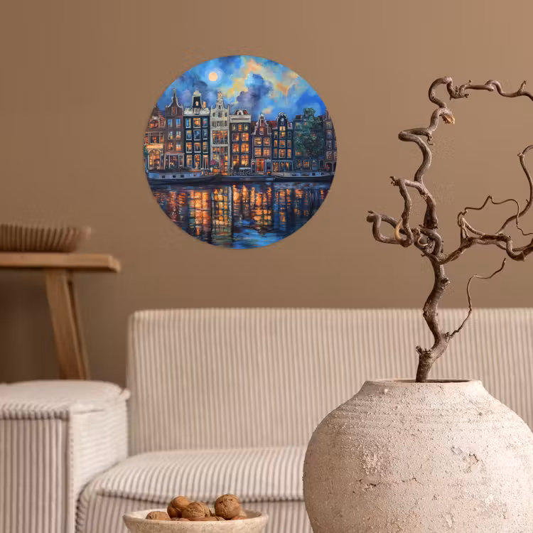 Behangcirkel - Grachten Amsterdam - Huizen - Stad - Kleurrijk — 2