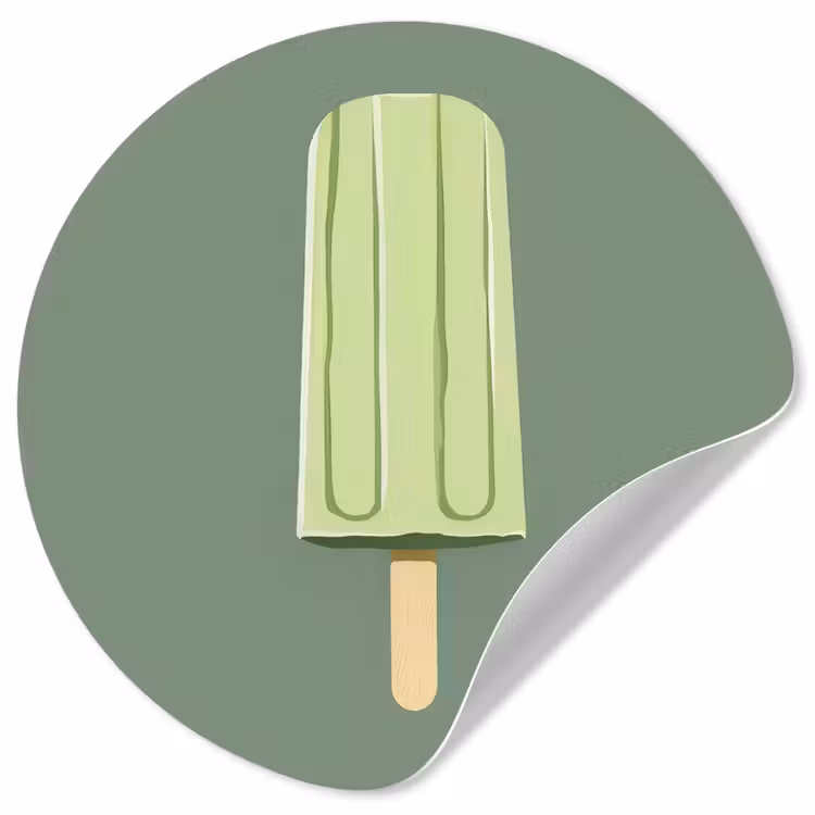 Behangcirkel - Groen - Waterijsje - Stokje - Illustratie — 1