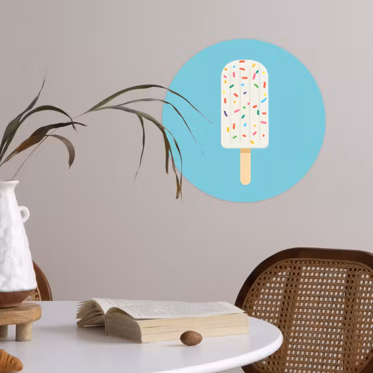 Behangcirkel - Ijsje - Stokje - Sprinkles - Lichtblauw — 4