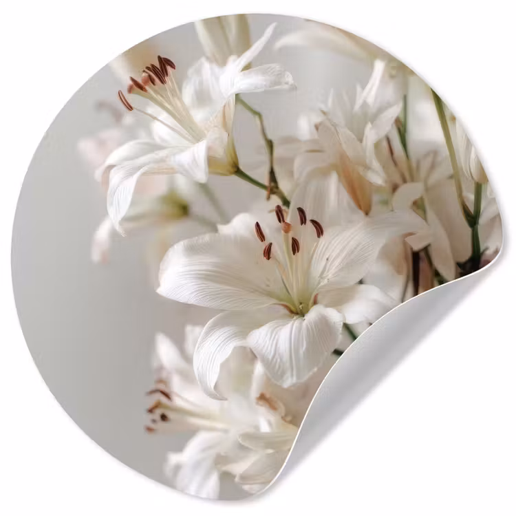 Behangcirkel - Lelies - Boekte - Wit - Meeldraden — 1