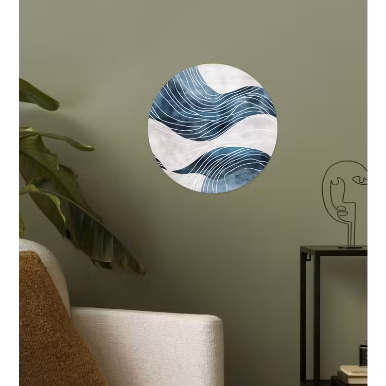 Behangcirkel - Lijnen - Golven - Abstract - Blauw — 3