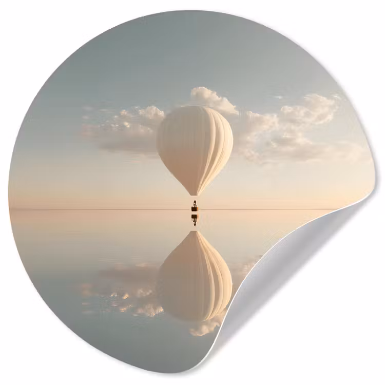 Behangcirkel - Luchtballon - Wolken - Water - Blauw — 1