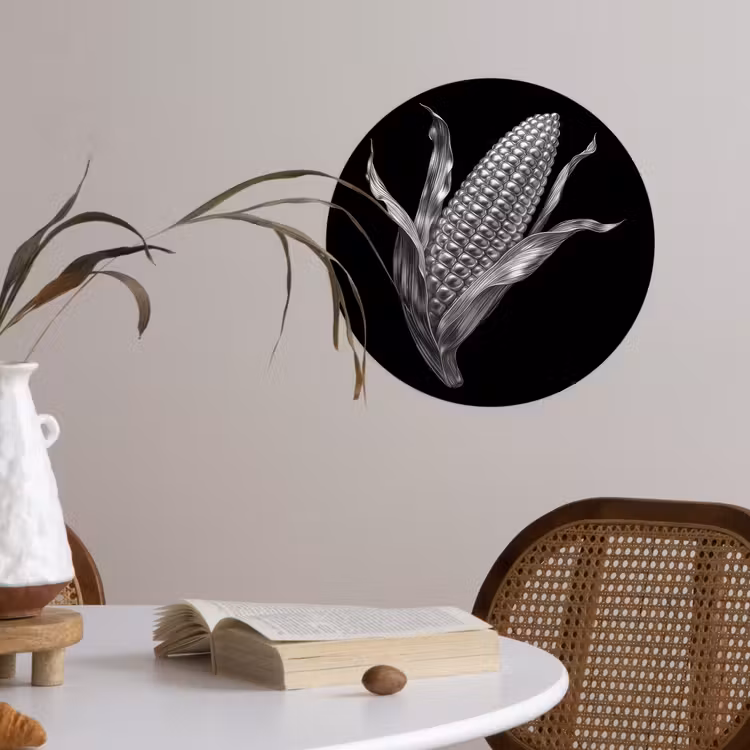 Behangcirkel - Maïskolf - Glanzend metaal - Elegant — 4