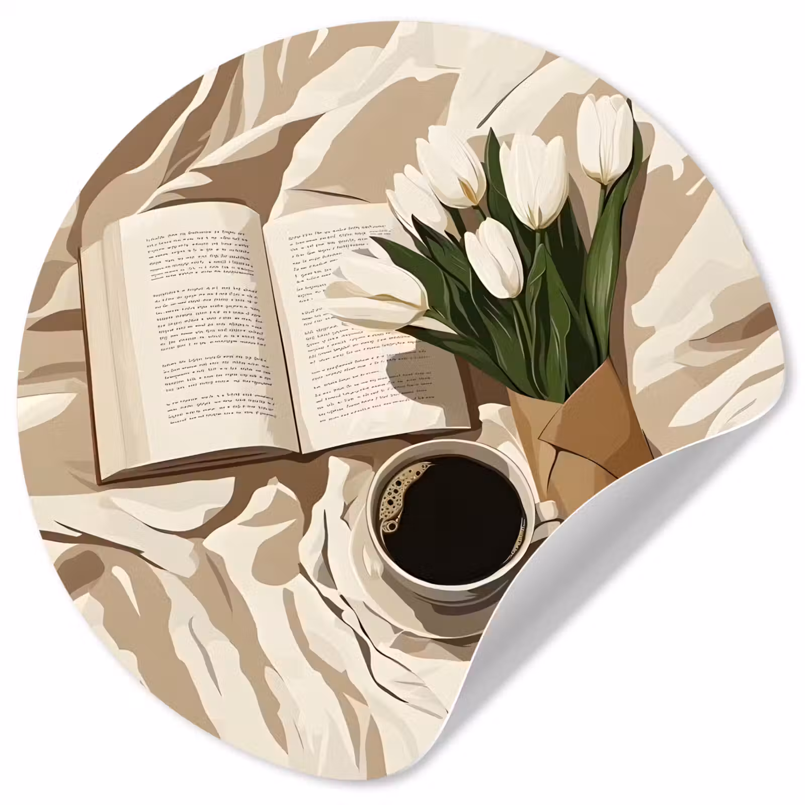 Behangcirkel - Boek - Illustratie - Tulpen - Koffie — 1
