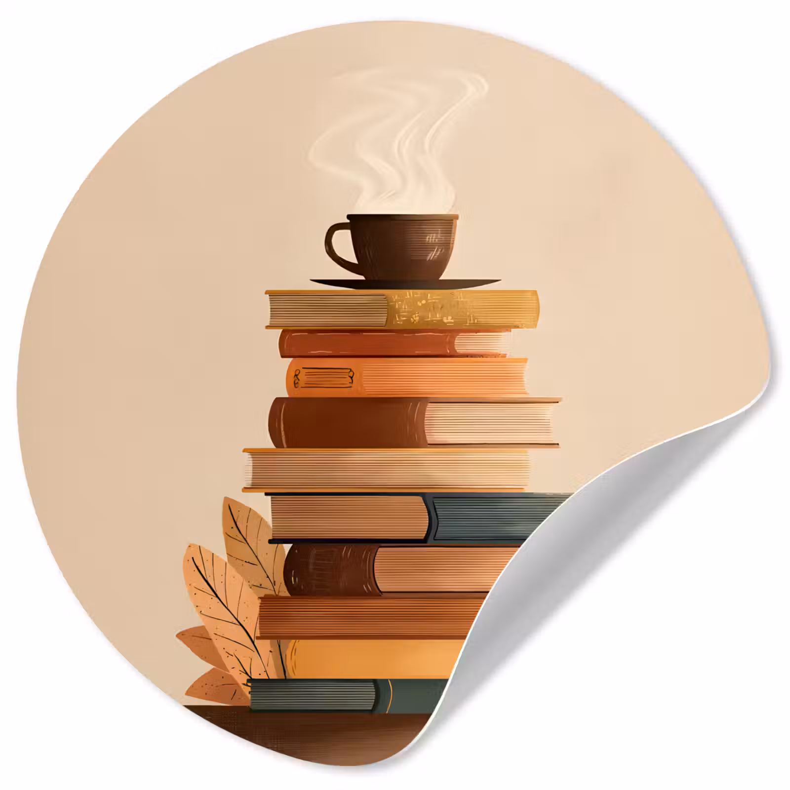 Behangcirkel - Boeken - Toren - Koffie - Beige — 1