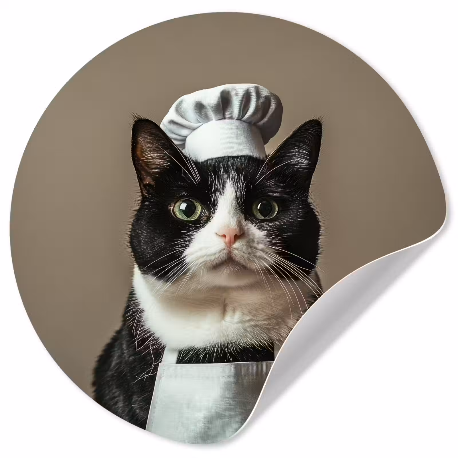 Behangcirkel - Kat - Kokskleding - Zwart - Wit — 1