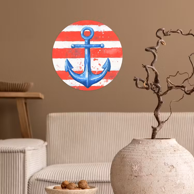 Behangcirkel - Anker - Verfspatten - Rood - Blauw — 2