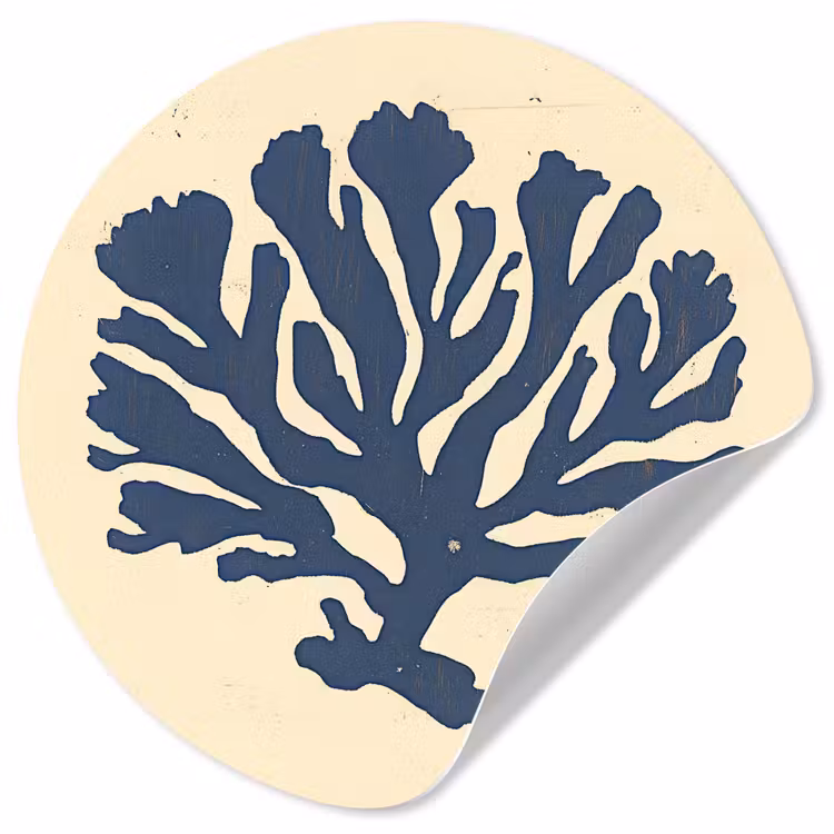 Behangcirkel - Blauw koraal - Vertakkingen - Beige — 1