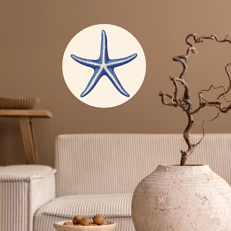 Behangcirkel - Blauwe zeester - Minimalistisch - Beige — 2