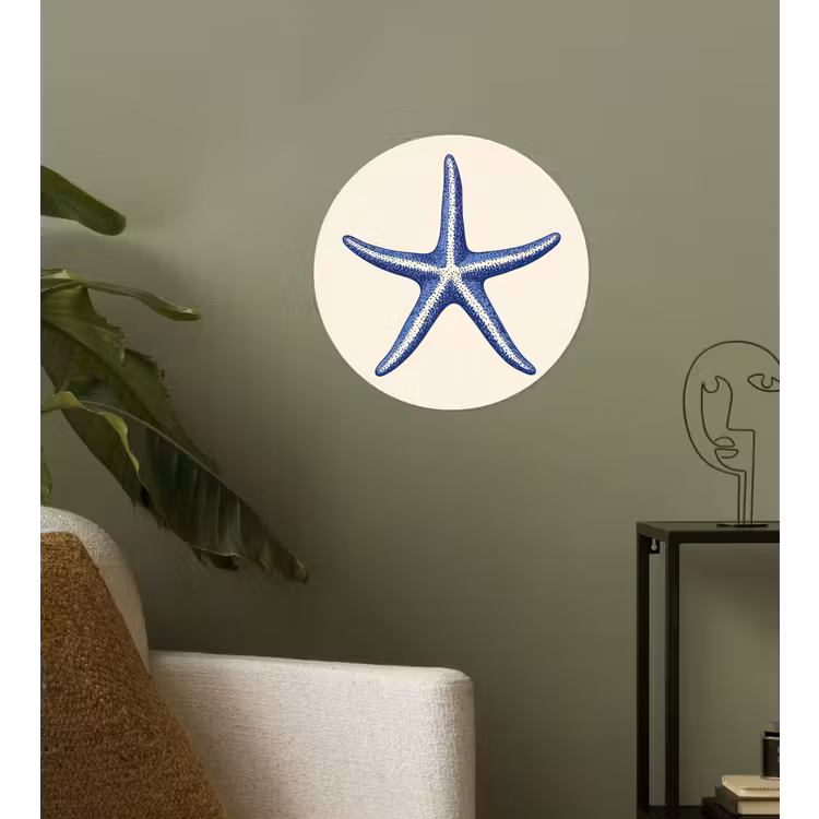 Behangcirkel - Blauwe zeester - Minimalistisch - Beige — 3