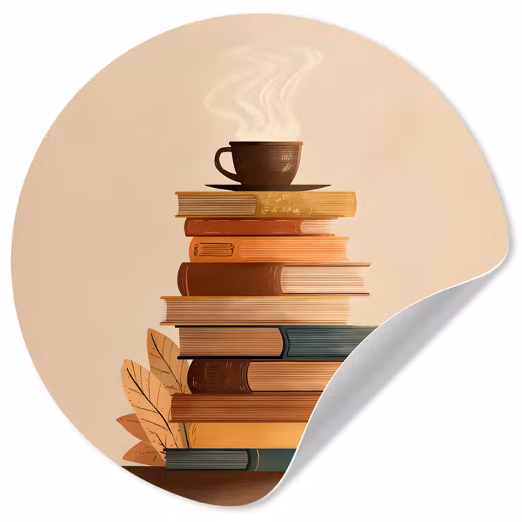 Behangcirkel - Boeken - Toren - Koffie - Beige — 1