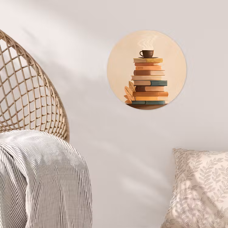 Behangcirkel - Boeken - Toren - Koffie - Beige — 5