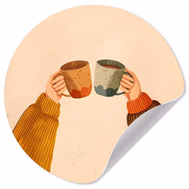 Behangcirkel - Illustratie - Mokken - Proosten - Bruin — 1