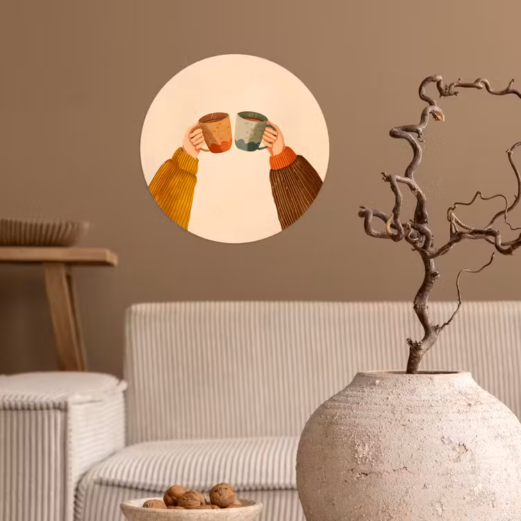 Behangcirkel - Illustratie - Mokken - Proosten - Bruin — 2