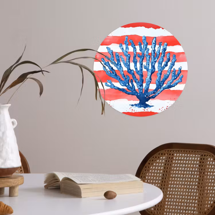Behangcirkel - Koraal - Verfstructuur - Rood - Blauw — 4