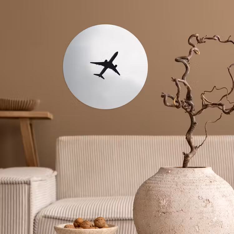 Behangcirkel - Minimalistisch - Silhouet - Zwart - Vliegtuig — 2