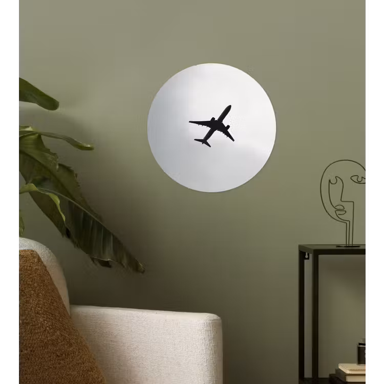 Behangcirkel - Minimalistisch - Silhouet - Zwart - Vliegtuig — 3