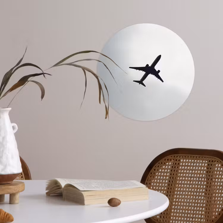 Behangcirkel - Minimalistisch - Silhouet - Zwart - Vliegtuig — 4