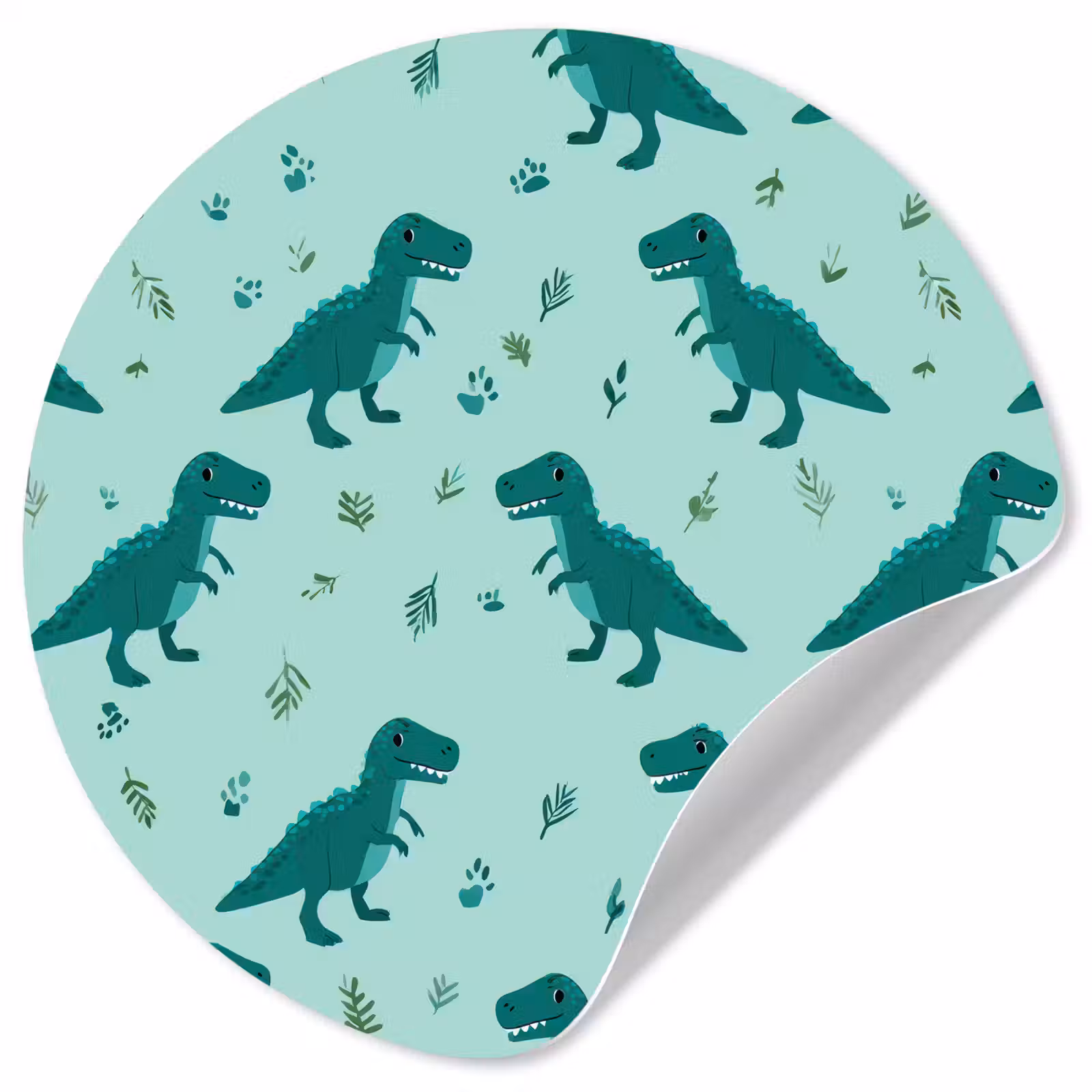 Behangcirkel - Donkergroen - Dinosaurussen - Afdrukken - Bladeren — 1