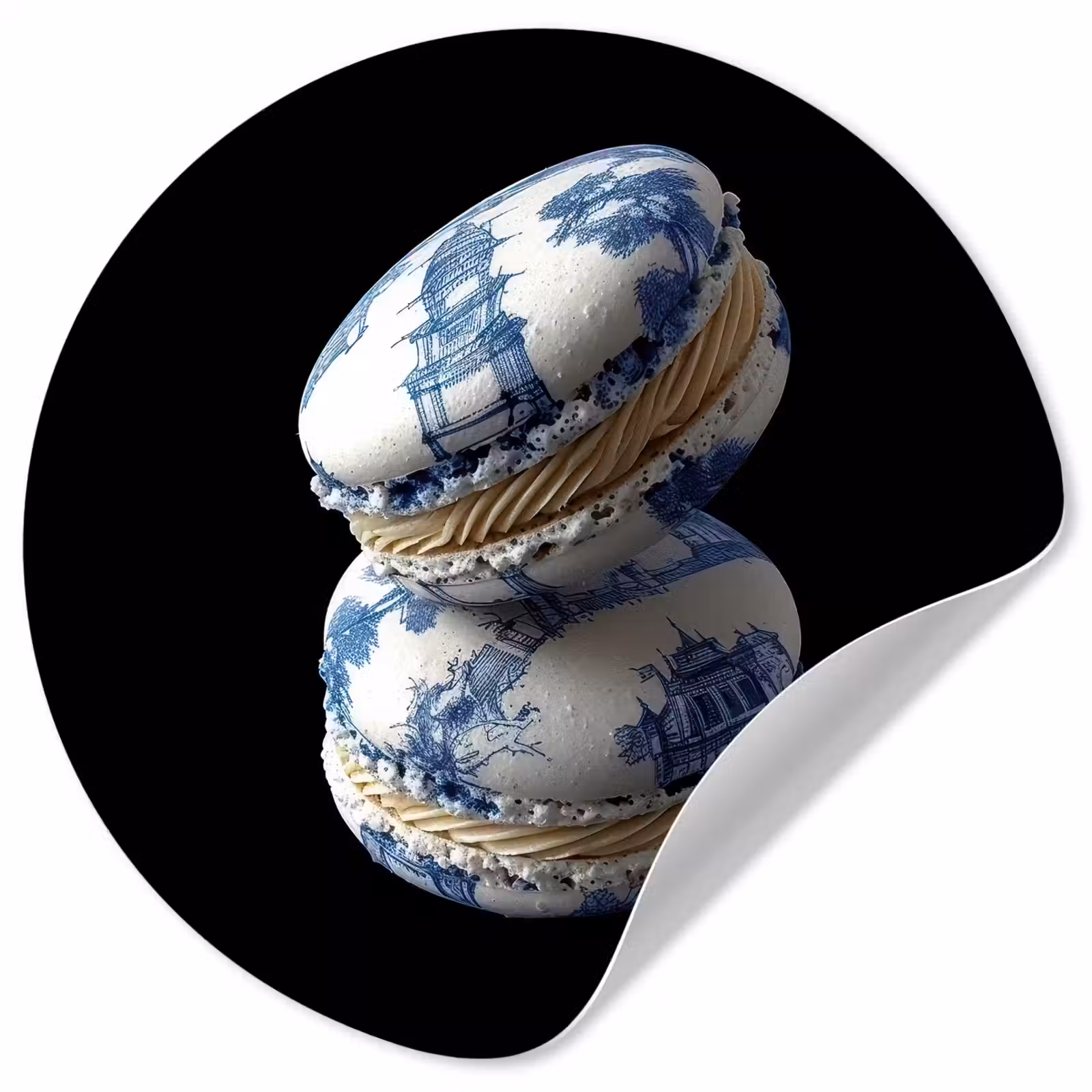 Behangcirkel - Eten - Macarons - Delfts blauw - Koekjes — 1
