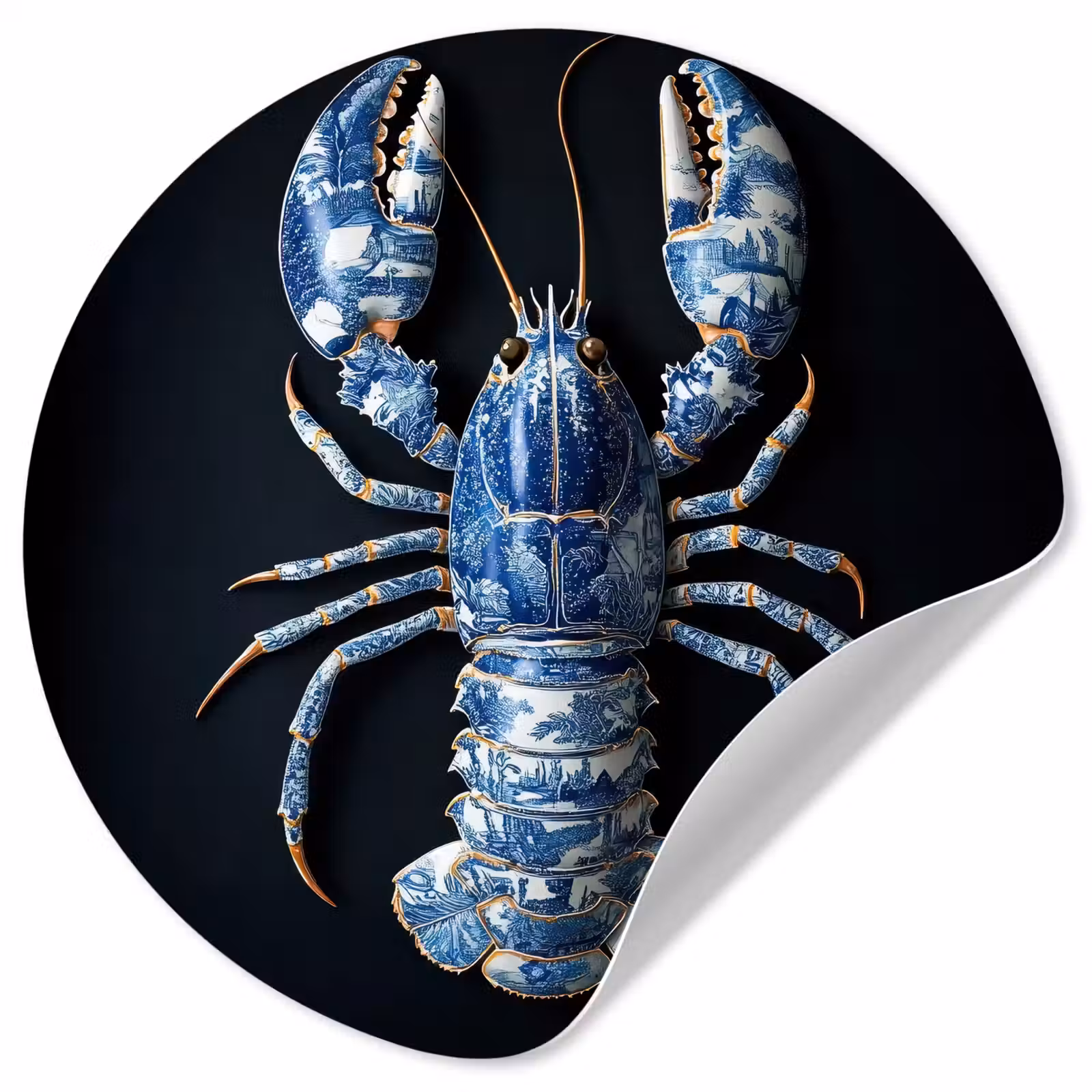 Behangcirkel - Kreeft - Delftsblauw - Schild - Stoer — 1