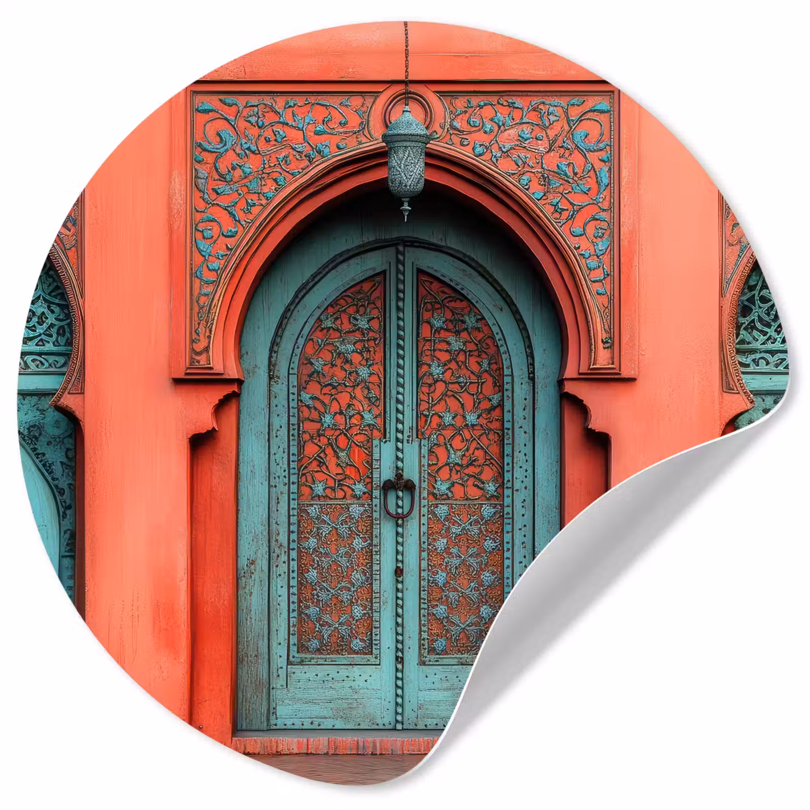 Behangcirkel - Lantaarn - Deur - Turquoise — 1