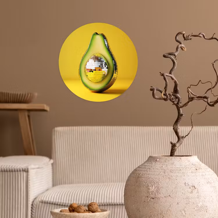 Behangcirkel - Avocado - Discobal - Geel - Glitter — 2