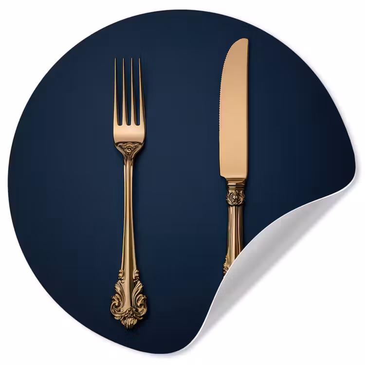 Behangcirkel - Bestek - Donkerblauw - Goud — 1