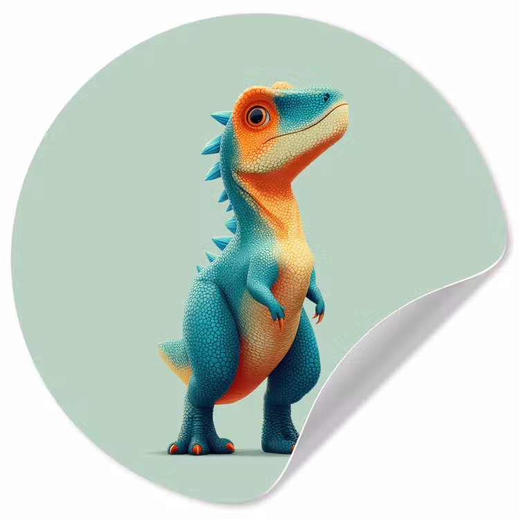 Behangcirkel - Cartoon - Dino - Oranje - Stekels — 1