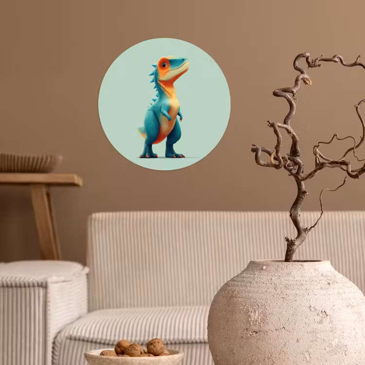 Behangcirkel - Cartoon - Dino - Oranje - Stekels — 2