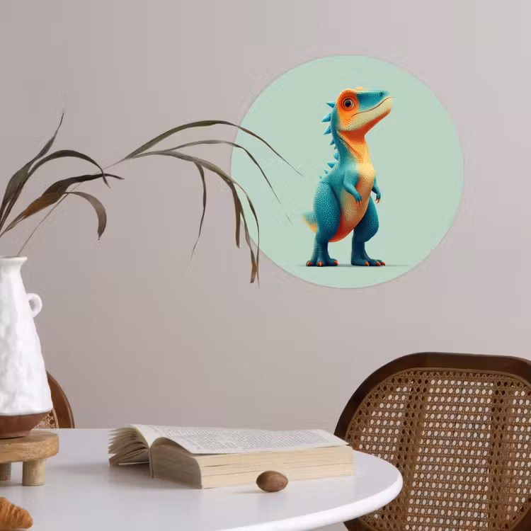 Behangcirkel - Cartoon - Dino - Oranje - Stekels — 4