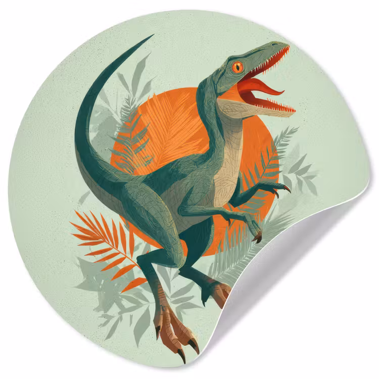 Behangcirkel - Dino - Bladeren - Grafisch - Groen — 1