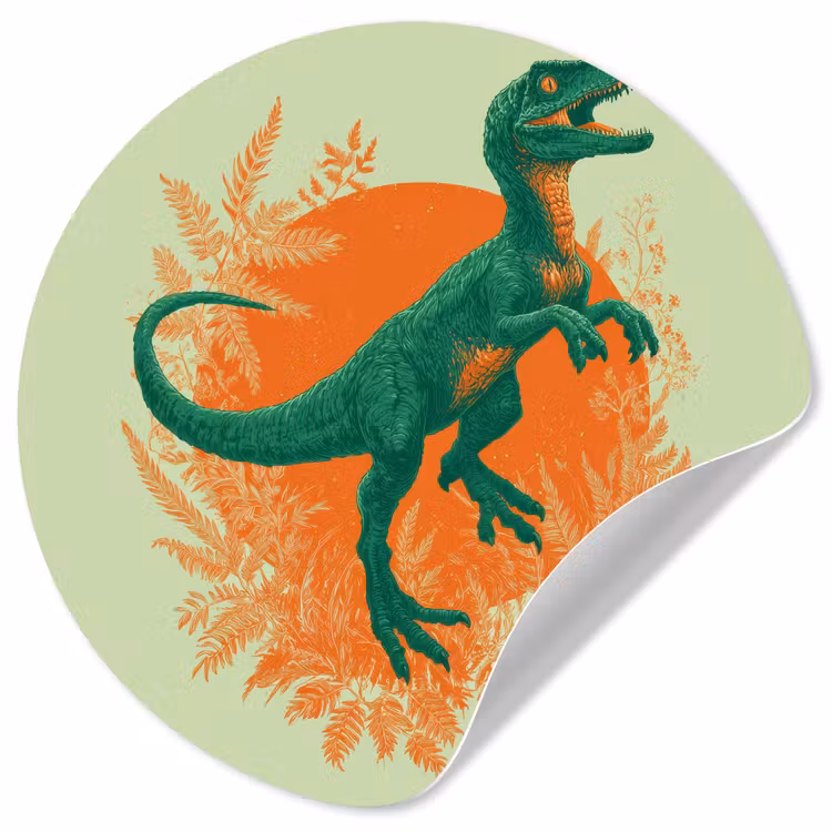 Behangcirkel - Dinosaurus - Groen - Planten - Cirkel — 1
