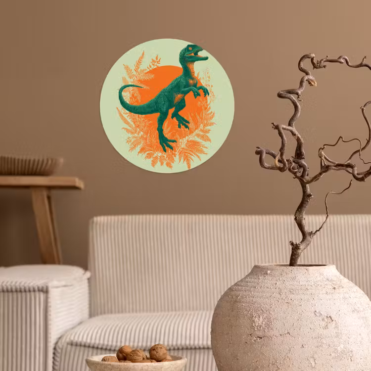 Behangcirkel - Dinosaurus - Groen - Planten - Cirkel — 2