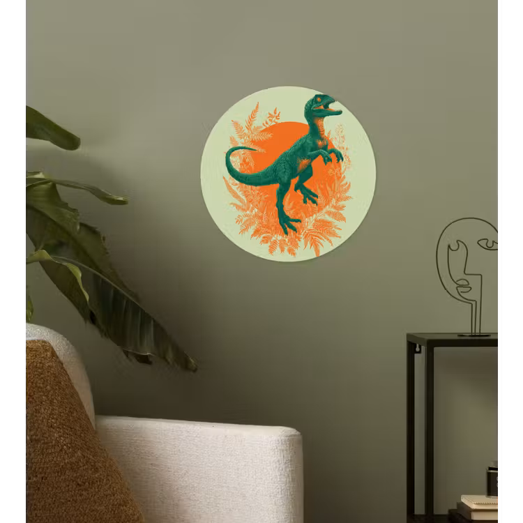 Behangcirkel - Dinosaurus - Groen - Planten - Cirkel — 3
