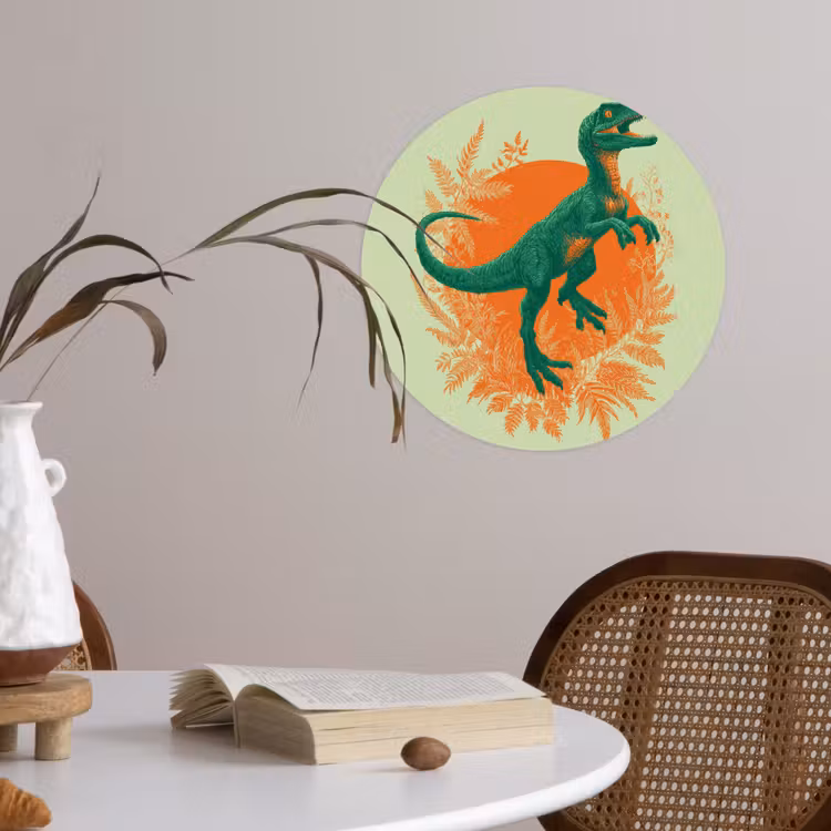 Behangcirkel - Dinosaurus - Groen - Planten - Cirkel — 4
