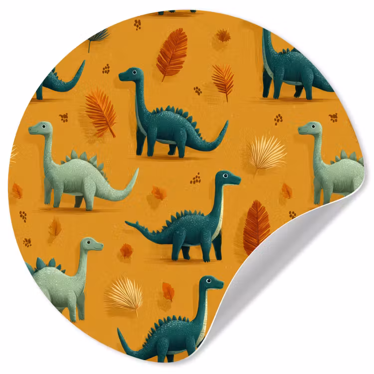 Behangcirkel - Dinosaurussen - Stekels - Herfstbladeren - Bruin — 1
