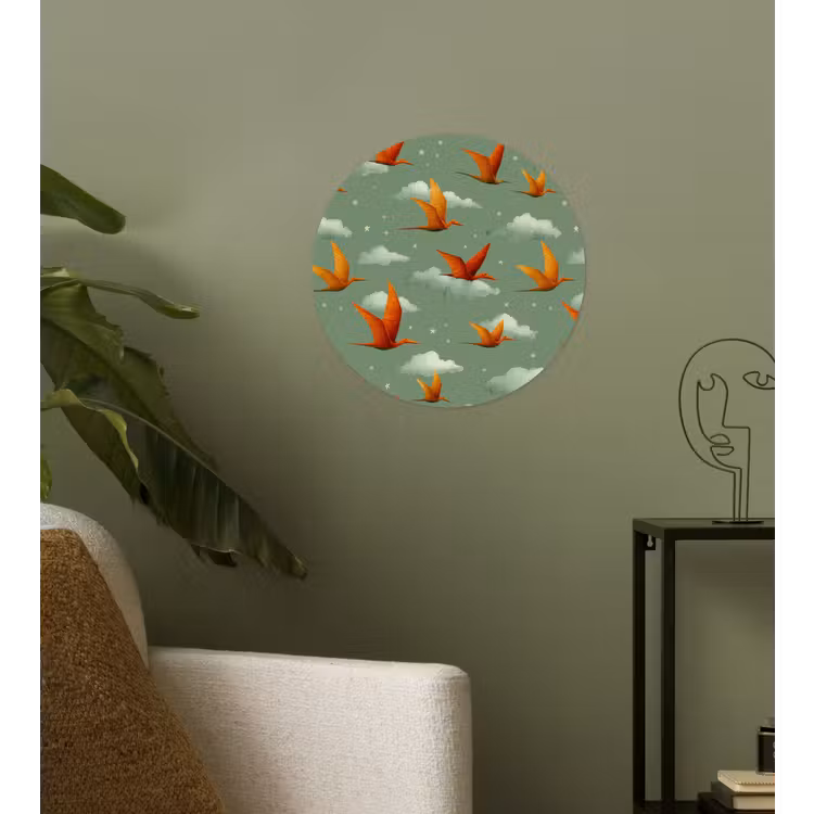 Behangcirkel - Dinosaurussen - Wolken - Sterren - Oranje — 3