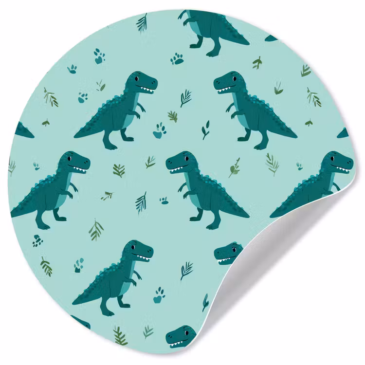 Behangcirkel - Donkergroen - Dinosaurussen - Afdrukken - Bladeren — 1