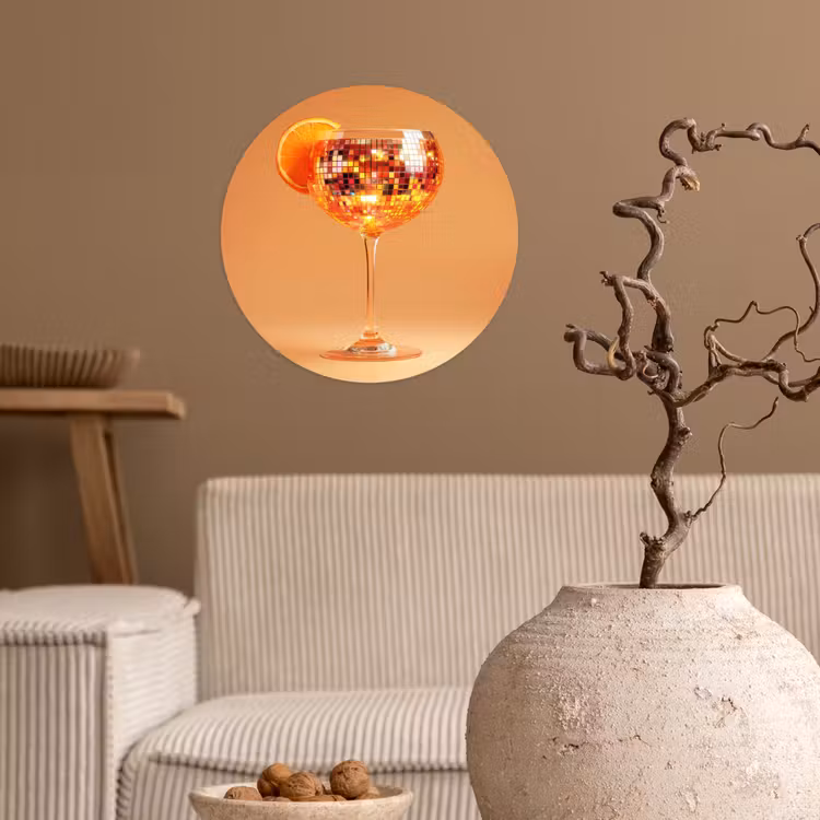 Behangcirkel - Drank - Oranje - Glitter - Disco — 2
