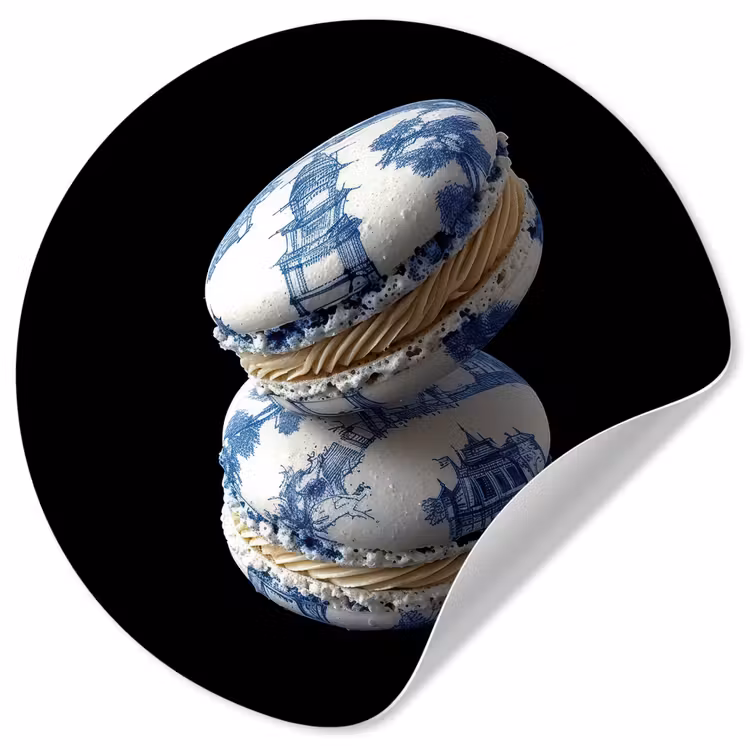 Behangcirkel - Eten - Macarons - Delfts blauw - Koekjes — 1