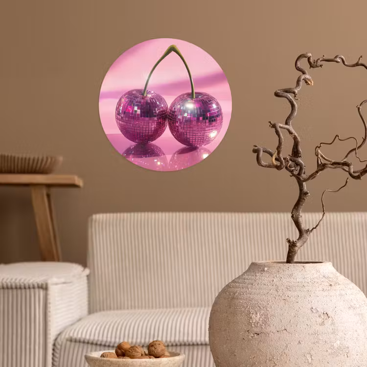 Behangcirkel - Glitter - Discobol - Roze - Kersen — 2