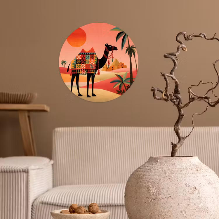 Behangcirkel - Kameel - Gekleurd tapijt - Duinen - Rode zon — 2