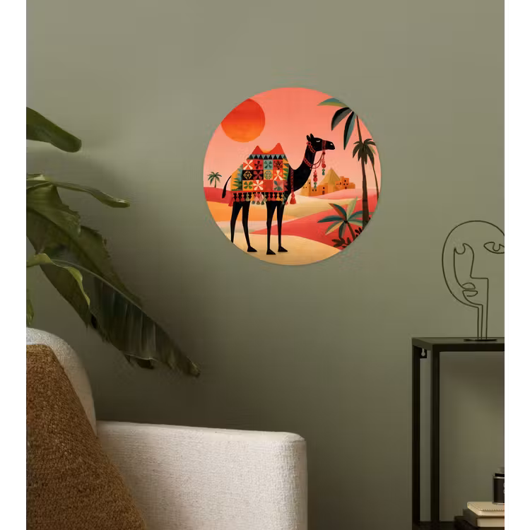 Behangcirkel - Kameel - Gekleurd tapijt - Duinen - Rode zon — 3